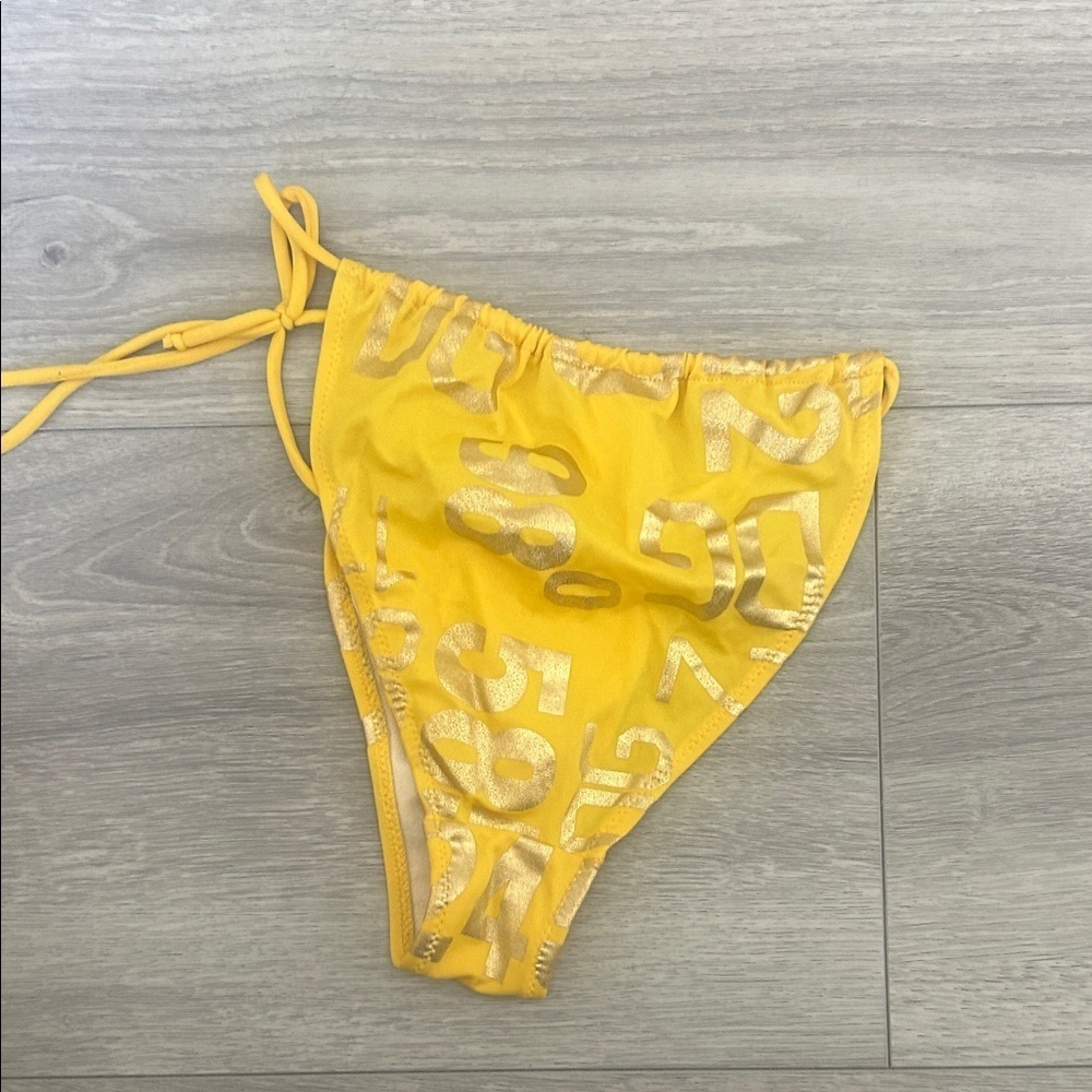 Dolce & Gabbana Y2K Yellow Number Metallic Print Bikini Bottom Sz M - Picture 6 of 8